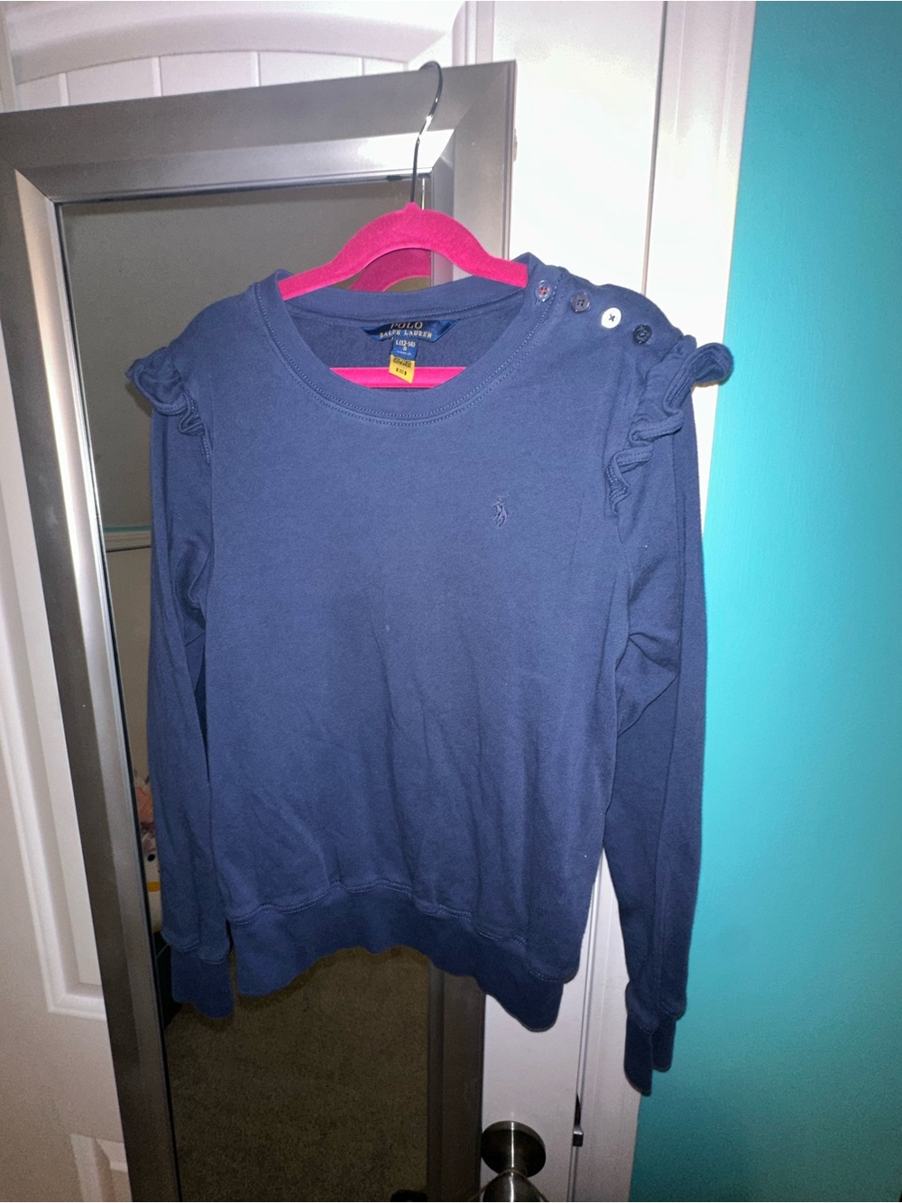 Polo by Ralph Lauren Navy Blue Girls Sweatshirt with Shoulder Buttons